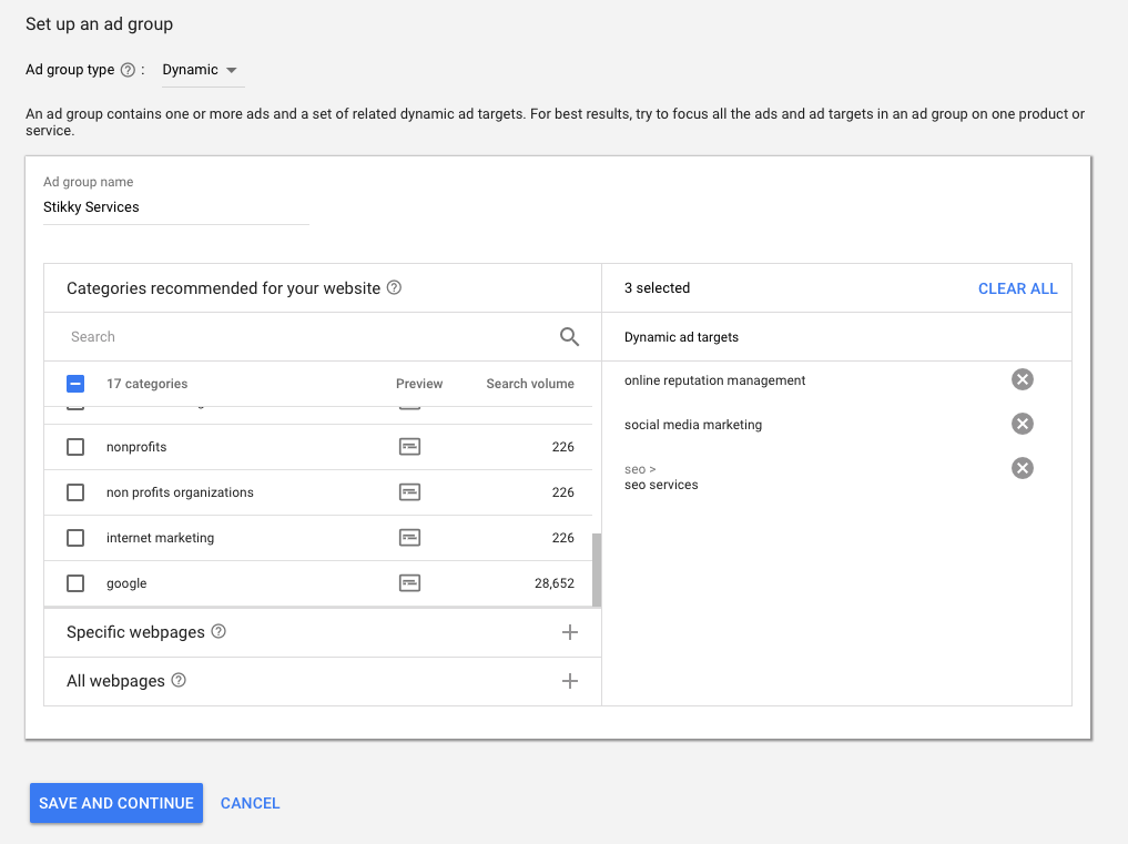 Set up a Dynamic Ad Group - Stikky Media