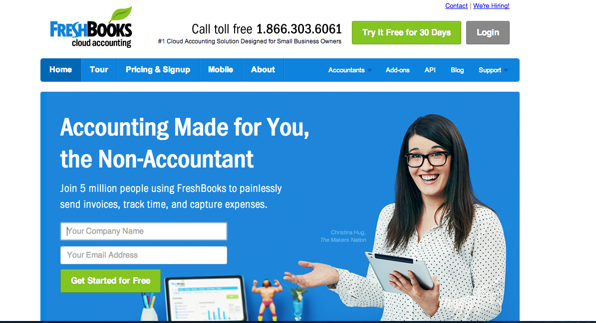 Freshbooks homepage screenshot